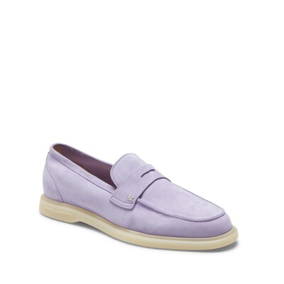 Lilac-colored suede loafer