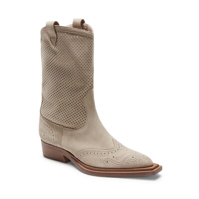 Sand-colored suede boot