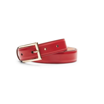 Women’s cherry-colored leather belt