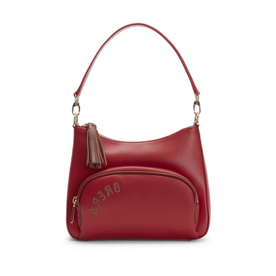 Cherry-colored leather Brera shoulder bag