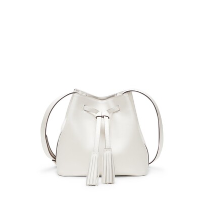 Milk-colored leather bucket bag