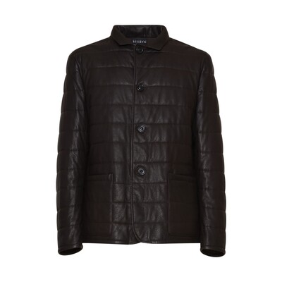 Brown quilted leather jacket