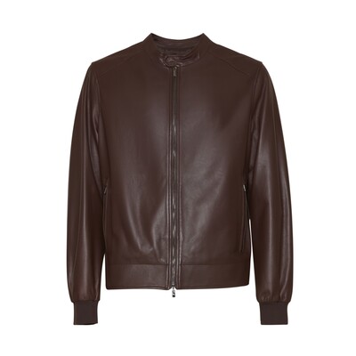 Almond-colored leather jacket