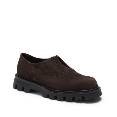 Lace-Up Hobo derby shoe in cocoa brown suede
