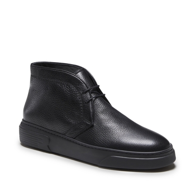 Black leather desert boots