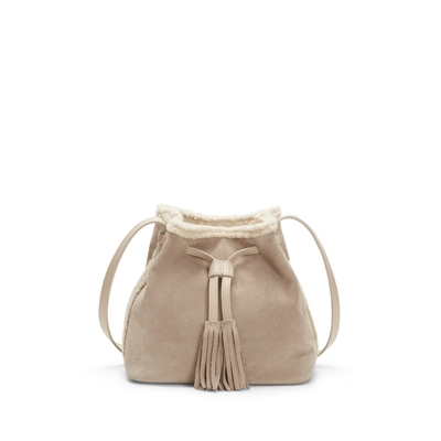 Bucket bag in sand-coloured leather
