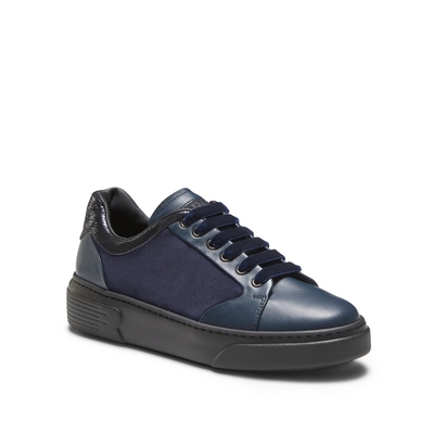 Navy blue leather sneakers