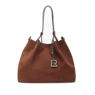 Leather-colored suede tote bag
