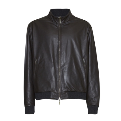 Reversible men’s jacket in brown nappa leather