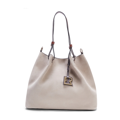 Sand-colored suede tote bag
