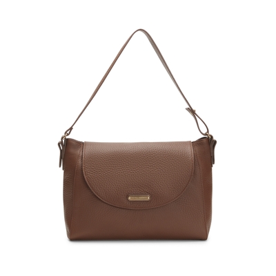 Shoulder bag made of soft leather with a coarse grain