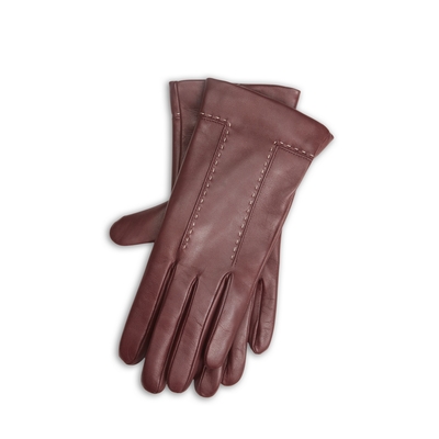 Women's burgundy leather glove